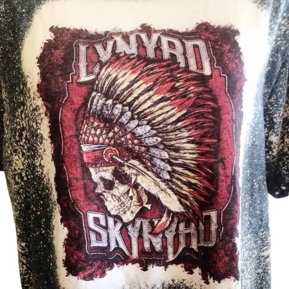 Whiskey Kiss Tops - WHISKEY KISS Lynyrd Skynyrd Bleach Dye Graphic Tee